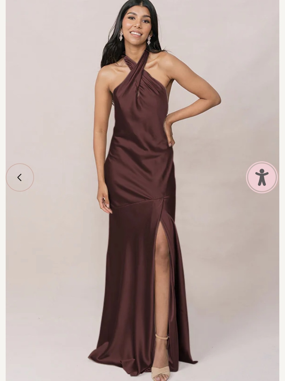 Revelry Athena Mahogany Satin Bridesmaids Dress